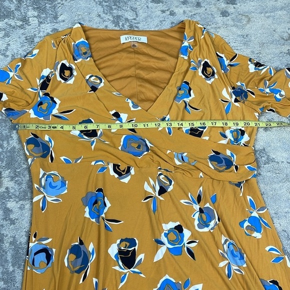 NWT Kasper Floral Print Shift Dress Honey Comb Multi Long Sleeve Plus Size 1X - Picture 7 of 12